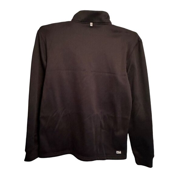 Mens FILA 1/4 Zip Black Lime Green & Reflective Accents Long Sleeve Blend SZ M - Picture 2 of 11